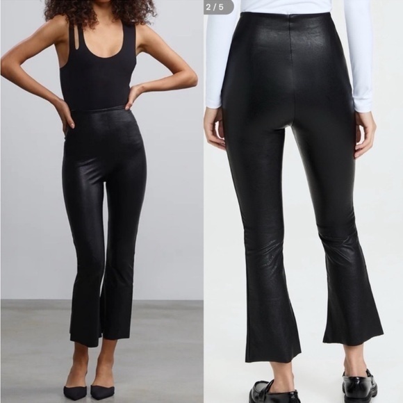 Commando Pants Faux Leather Cropped Bootcut In Black